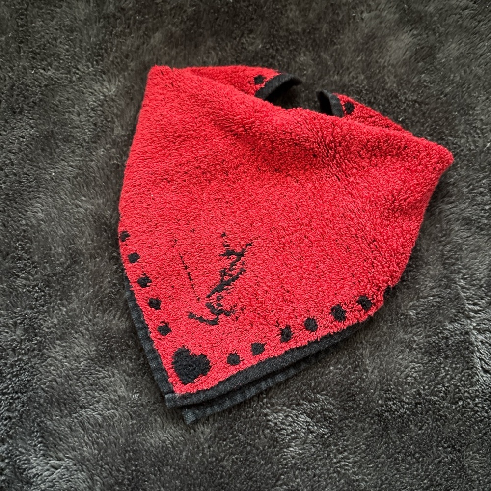 Vintage YSL logo embroidered handkerchief red and black